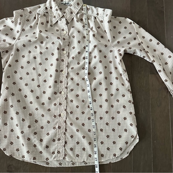 Vintage Evan Picone 70's Retro Floral Chocolate Brown Puff Sleeve Button Fall 14 - Picture 5 of 7